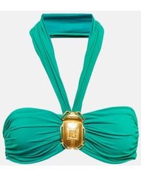 Balmain - Top De Bikini Con Cuello Halter - Lyst