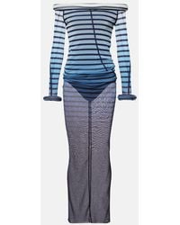 Jean Paul Gaultier - Elegant Mesh Boat Neck Long Dress With 3D Collar And Cuff - Lyst