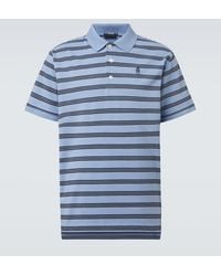 Prada - Striped Cotton Pique Polo Shirt - Lyst