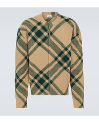 Burberry - Check Wool-blend Cardigan - Lyst
