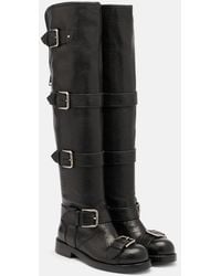 Dolce & Gabbana - Over-The-Knee Leather Biker Boots - Lyst