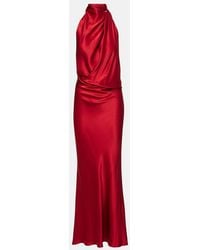 The Sei - Draped Halterneck Silk Satin Gown - Lyst