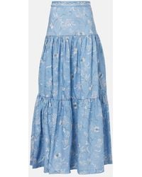 Agua Bendita - Anis Lymanopoda Floral Linen Maxi Skirt - Lyst