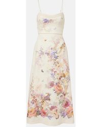 Zimmermann - Alchemy Floral Linen Midi Dress - Lyst