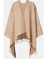 Gucci - Gg Fringed Cashmere-Blend Lame Cape - Lyst
