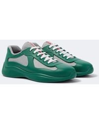 Prada - America's Cup Original Leather And Mesh Trainers - Lyst