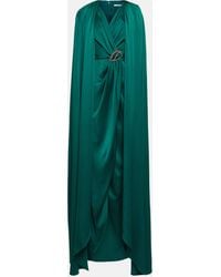 Safiyaa - Irene Cape-effect Crystal-embellished Satin Gown - Lyst