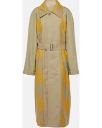 Burberry - Appliquéd Belted Checked Cotton-gabardine Trench Coat - Lyst