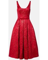 Safiyaa - Asher Floral Jacquard Midi Dress - Lyst
