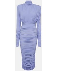 Alex Perry - Vestido Midi De Jersey De Crepe Fruncido - Lyst
