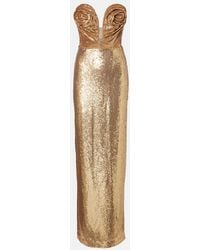 Carolina Herrera - Abito Lungo Con Paillettes - Lyst