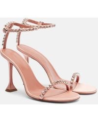 AMINA MUADDI - Gigi 95 Crystal-Embellished Satin Sandals - Lyst