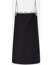 Valentino - Crepe Couture Embellished Lace-Trimmed Minidress - Lyst