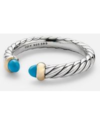 David Yurman - Ring Cable Collectibles Petite Cable Aus Sterlingsilber Mit 14Kt Gelbgold Und Tuerkis - Lyst