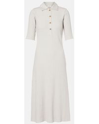 Vince - Ribbed-Knit Cotton-Blend Polo Dress - Lyst