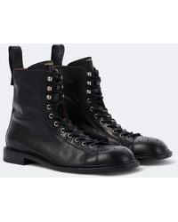 Versace - Billy Perforated Leather Combat Boots - Lyst