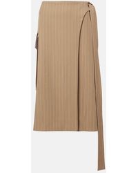Victoria Beckham - Jupe Midi En Laine A Fines Rayures - Lyst