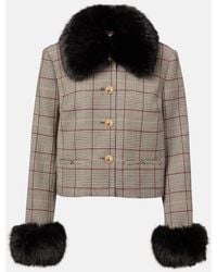 Self-Portrait - Faux Fur-Trimmed Wool-Blend Jacket - Lyst