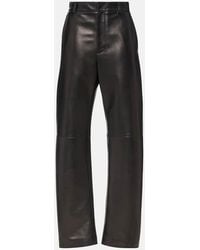 Bottega Veneta - Weite High-Rise-Hose Aus Leder - Lyst