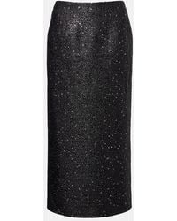 Carolina Herrera - Sequined Lame Tweed Pencil Skirt - Lyst