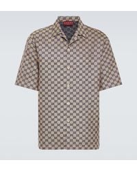 Gucci - Gg Canvas Linen-Blend Bowling Shirt - Lyst