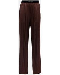 Tom Ford - Logo Silk-Blend Satin Pajama Pants - Lyst
