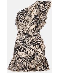 Poupette - Corinne Ruffled Printed Cotton Minidress - Lyst