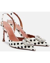 AMINA MUADDI - Camelia Polka-Dot Satin Slingback Pumps - Lyst