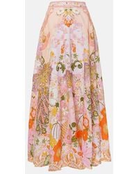 Camilla - Falda larga de lino floral adornada - Lyst