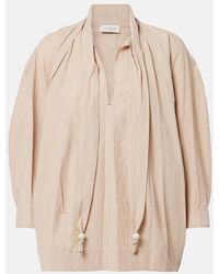 Lemaire - Tie-Neck Cotton Crepe Blouse - Lyst
