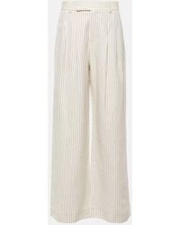 FRAME - Weite Mid-Rise-Hose Aus Baumwolle Und Leinen - Lyst