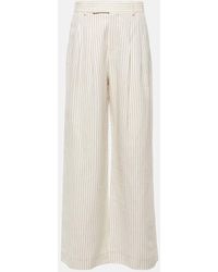 FRAME - Mid-rise Cotton And Linen Wide-leg Pants - Lyst