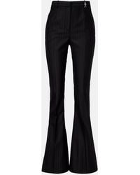 Versace - Embellished Pinestripe Wool Flared Pants - Lyst