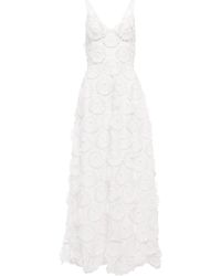 Elie Saab Floral Applique Gown - White