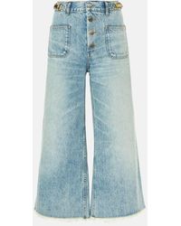 Stella McCartney - Jeans Flared Cropped A Vita Alta - Lyst