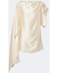 Magda Butrym - Asymmetric Draped Silk Satin Top - Lyst