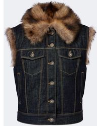Fendi - Shearling-Trimmed Denim Vest - Lyst