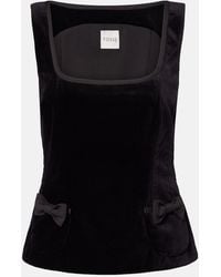 Posse - Quincy Bow-Detail Cotton Velvet Top - Lyst