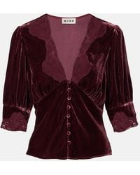 RIXO London - Amanda Lace-Trimmed Velvet Top - Lyst