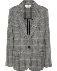 Étoile Isabel Marant Charly Checked Wool Blazer - Gray