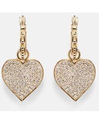 Sydney Evan - 14Kt Scalloped Heart Charm Hoop Earrings With Diamonds - Lyst