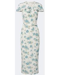 Alessandra Rich - Caped Floral Silk Midi Dress - Lyst