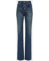 Saint Laurent - Jeans Clyde A Gamba Larga E Vita Alta - Lyst