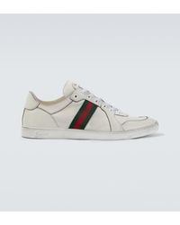 Gucci - Sneakers Stretch Web Stripe Aus Leder - Lyst