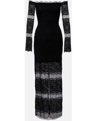 Blumarine - Off-Shoulder Lace Tulle Maxi Dress - Lyst