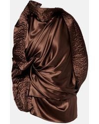 Dries Van Noten - Asymmetric Draped Silk-Blend Satin Top - Lyst