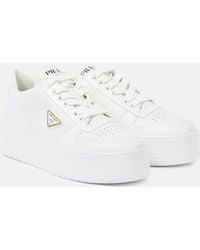 Prada - Downtown Bold Leather Sneakers - Lyst