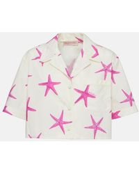 Valentino - Starfish Cropped Cotton Poplin Shirt - Lyst