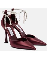 Jimmy Choo - Stevie 100 Embellished Satin Pumps - Lyst