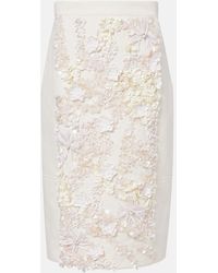 Plan C - Embellished Cotton Drill Midi Skirt - Lyst